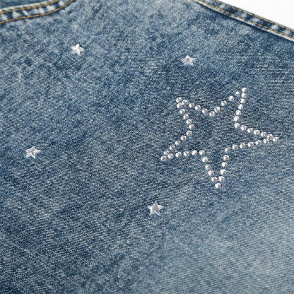 Star hot diamond straight leg denim five quarter pants