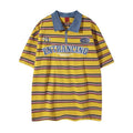 Chemise à manches courtes rayée à col polo et empiècements style western