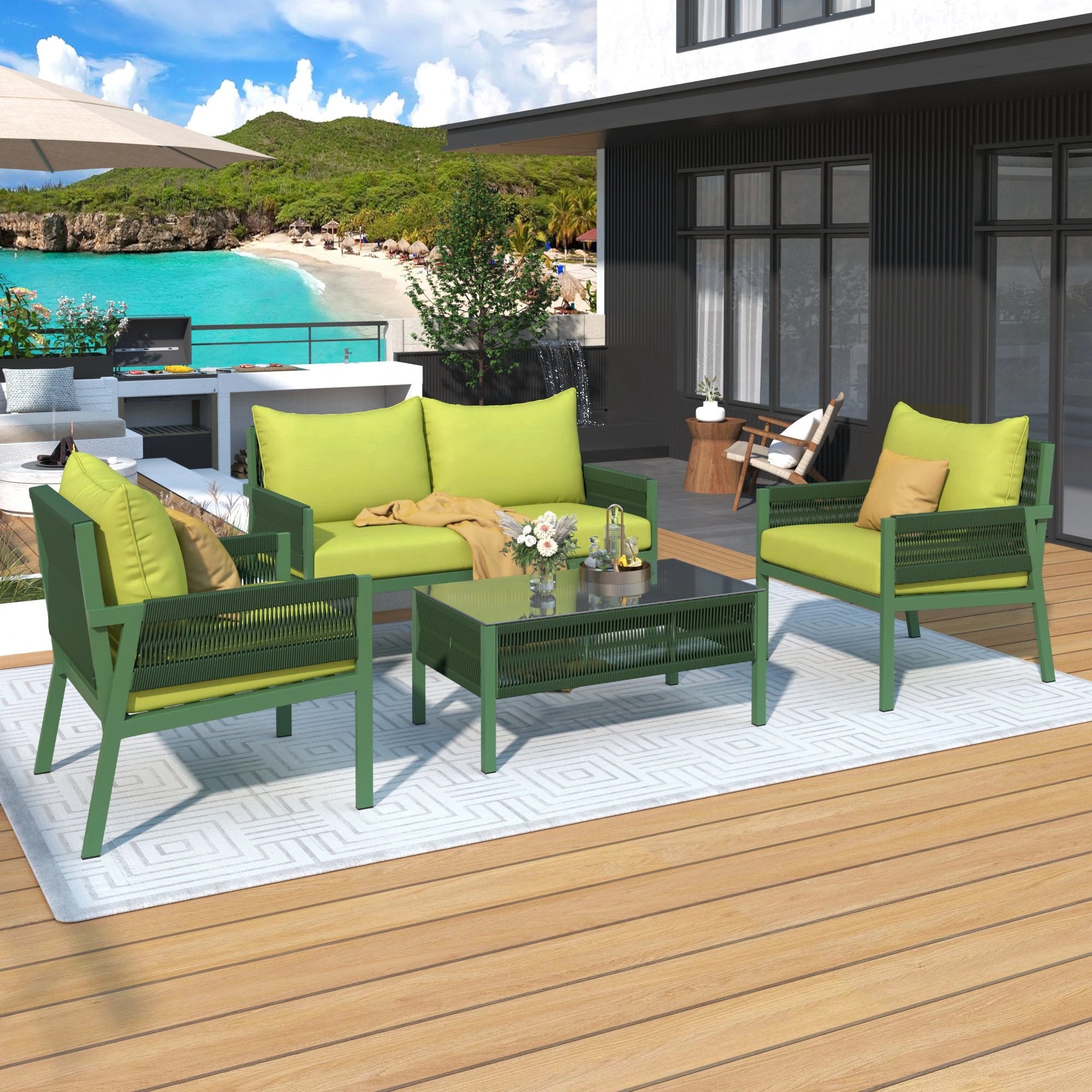 Outdoor Furniture with Tempered Glass Table by eprolo