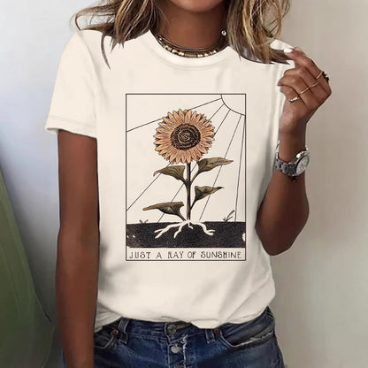 T-shirt tournesol à manches courtes pour femme