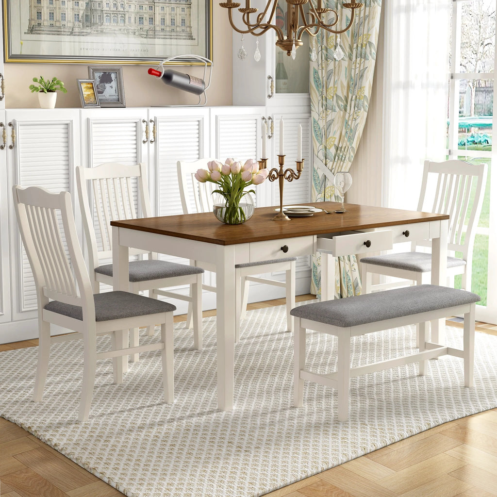 TOPMAX Mid-Century 6-Piece Wood Dining Table Set by eprolo
