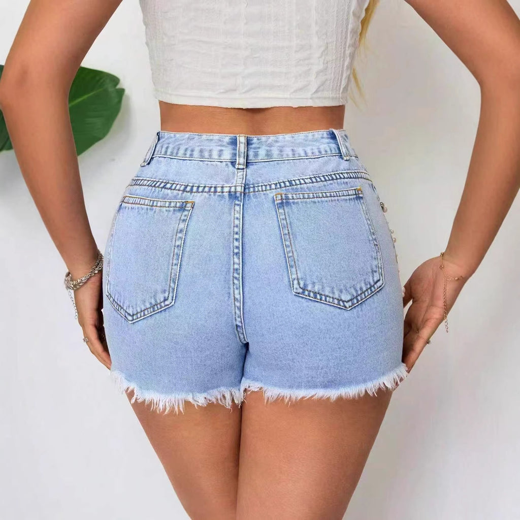Shorts en jean déchiré pour femme