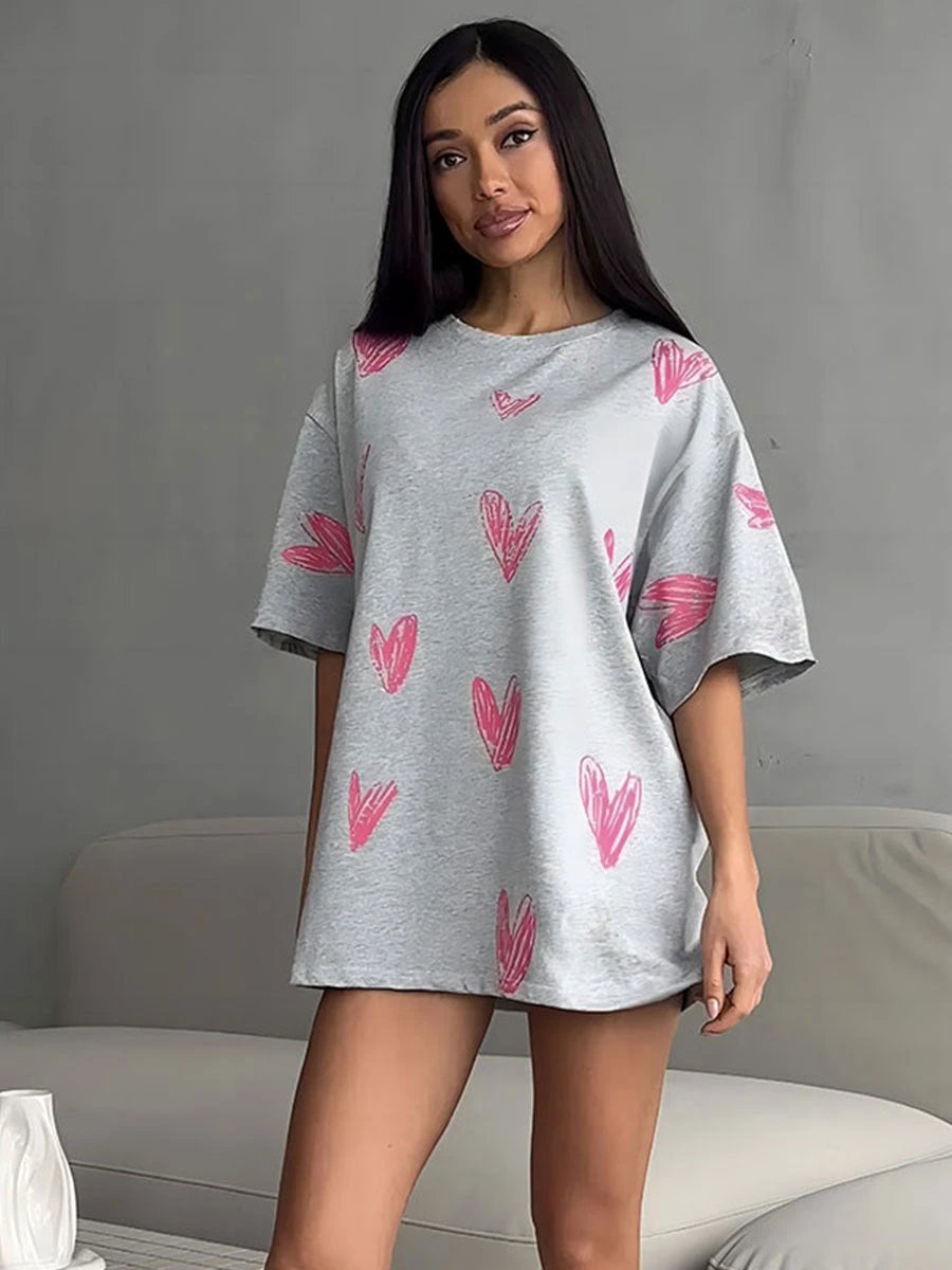 Love printed T-shirt, European and American street trend hand-painted love printed short sleeved T-shirt by eprolo