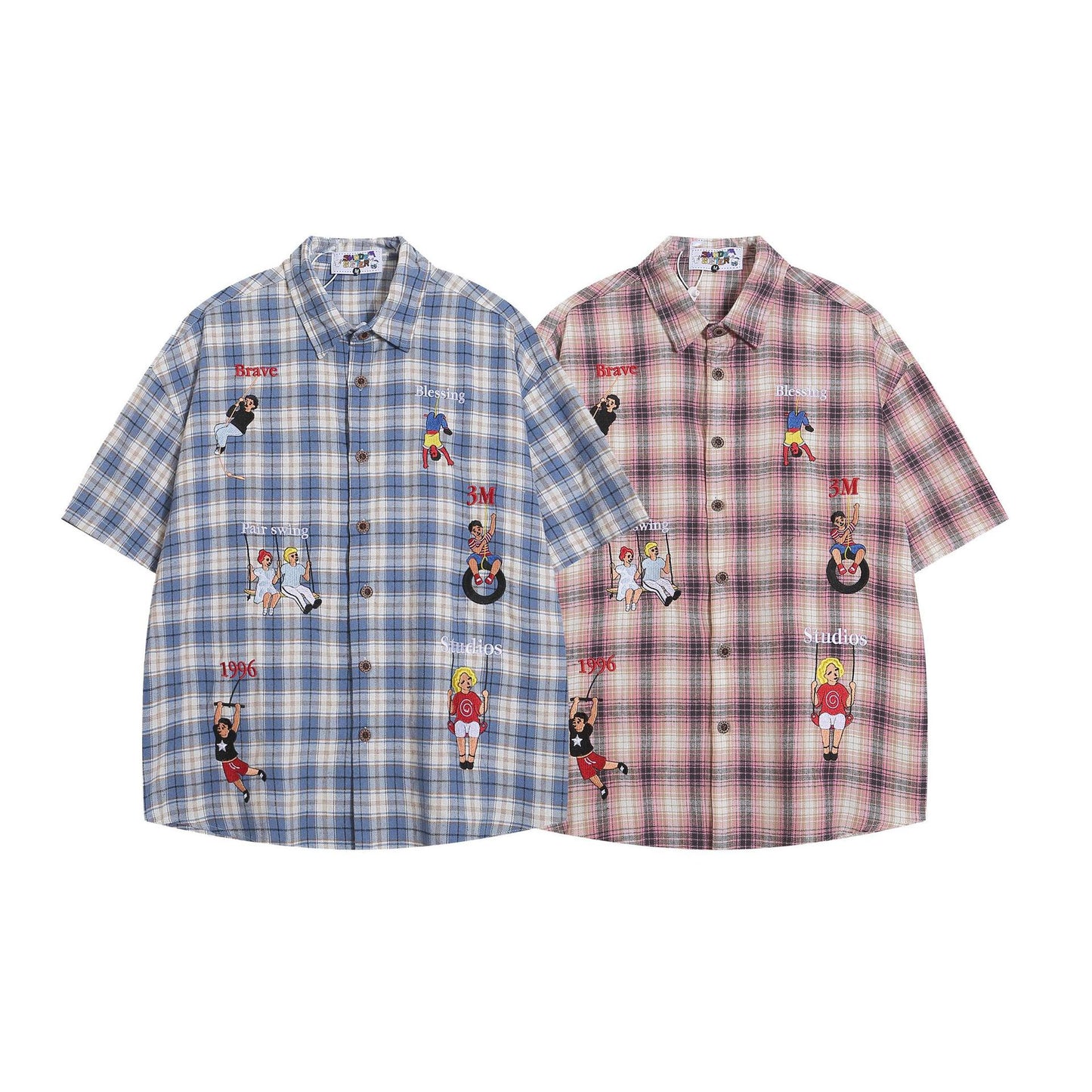 Camisa bordada de manga corta