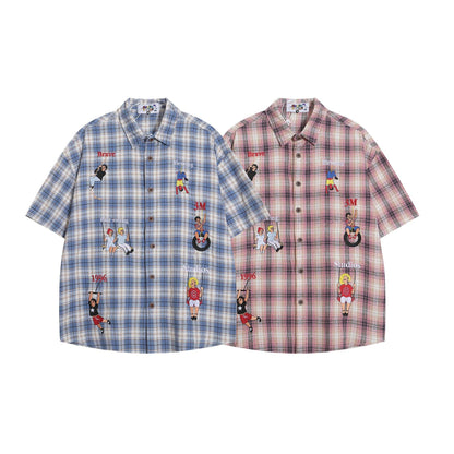 Camisa bordada de manga corta