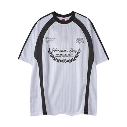 Camiseta deportiva de manga corta con rayas en contraste