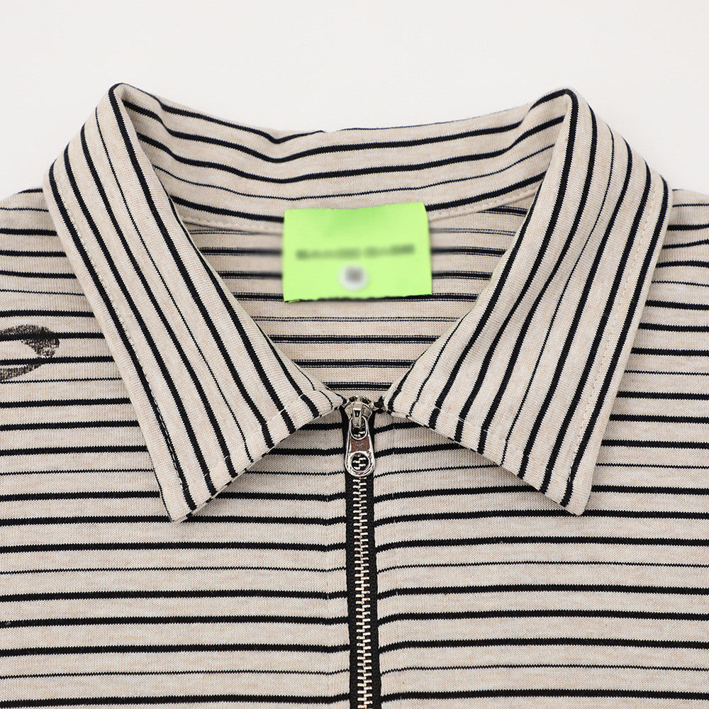 Striped short sleeved polo shirt