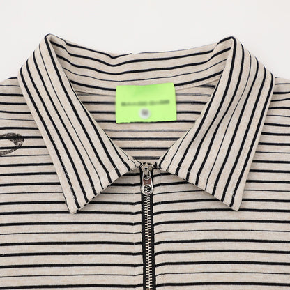 Striped short sleeved polo shirt