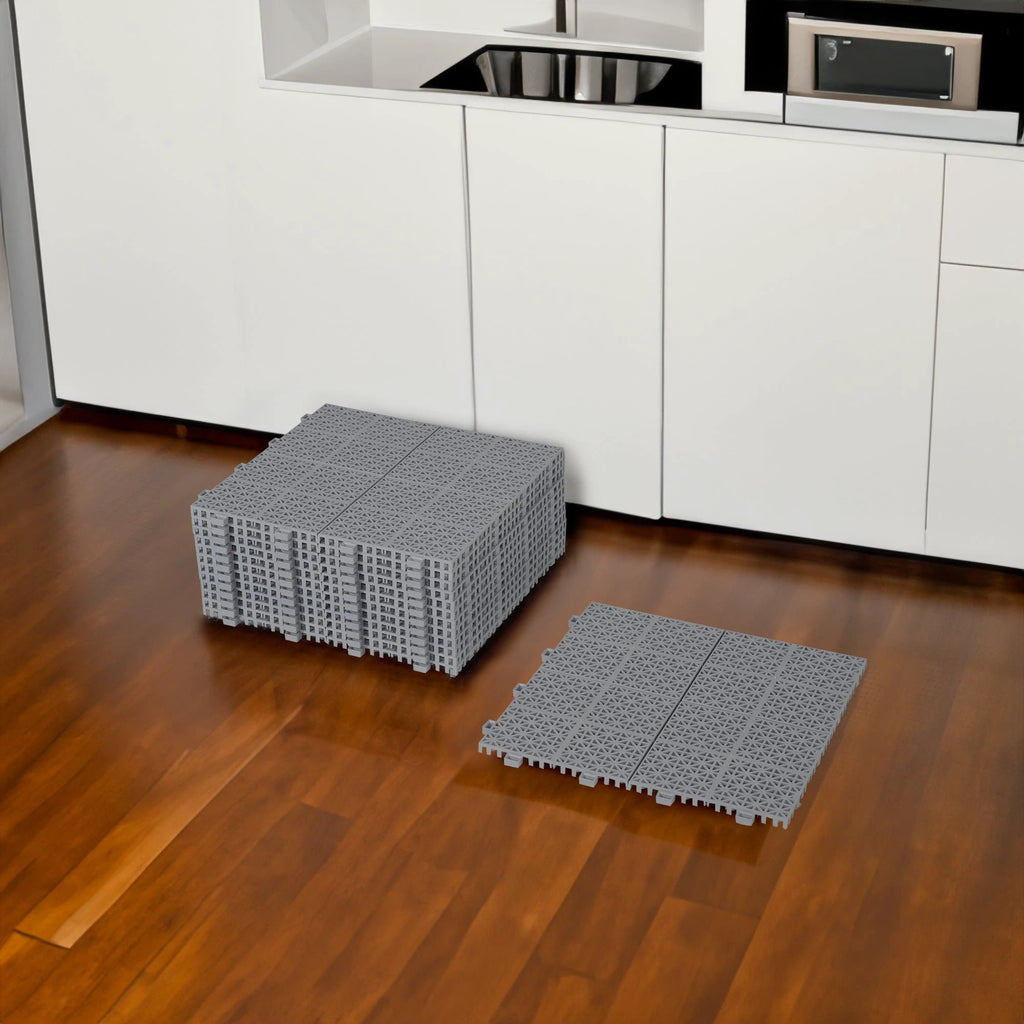 12 x 12 inch gray interlocking deck tiles, plastic waterproof, weighing up to 6613 pounds, with a rose pattern pack of 12 by eprolo