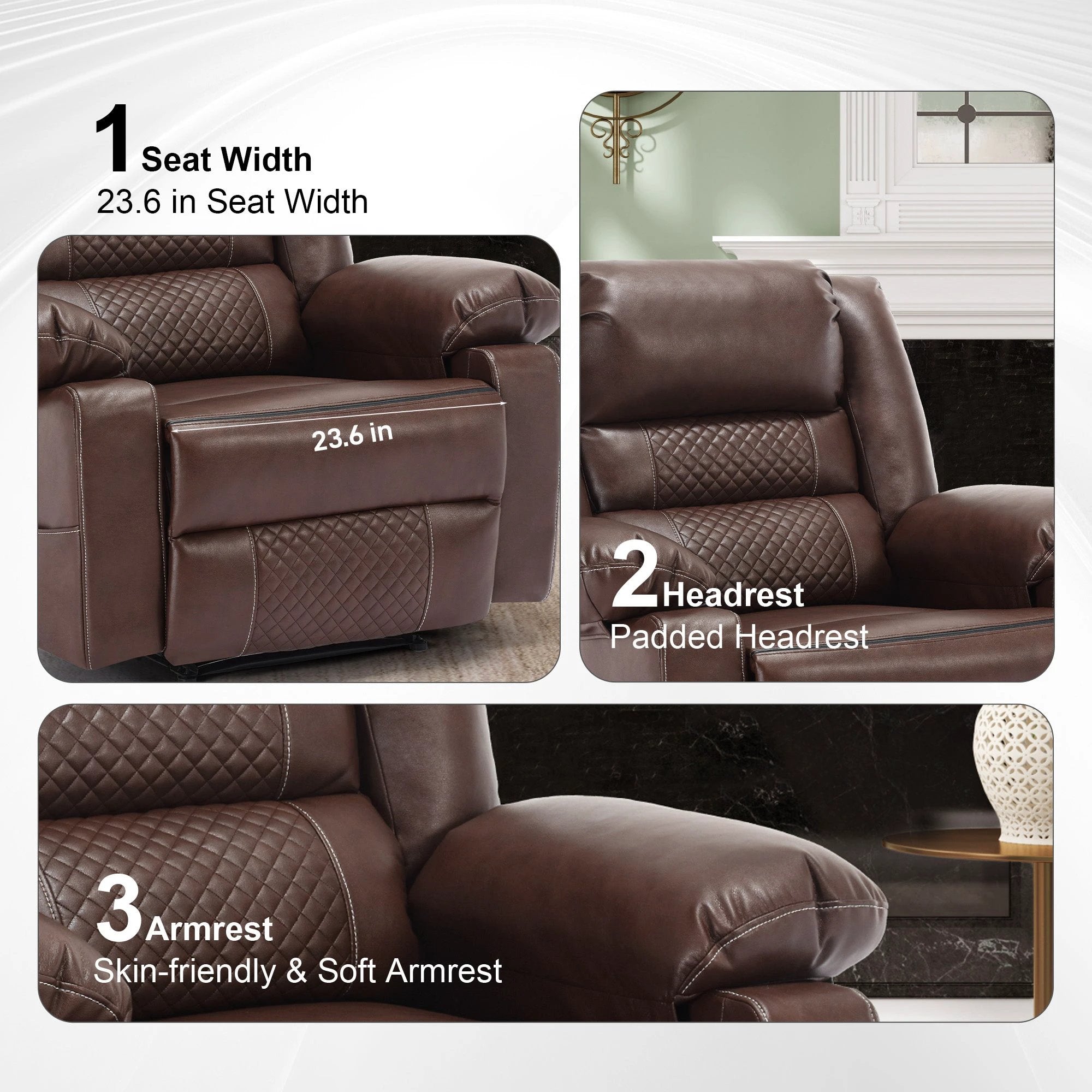 Breathable Leather Massage Recliner Chair Manual Living Room Reclining Sofa by eprolo