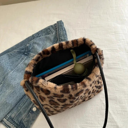 Leopard Furry Shoulder Bag by eprolo