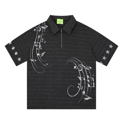 Striped short sleeved polo shirt