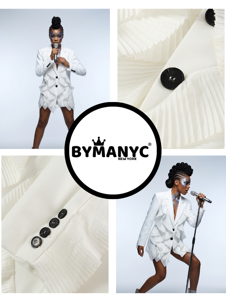BRYANT Pleated Ruffle Blazer | Couture BYMANYC ® New York-2