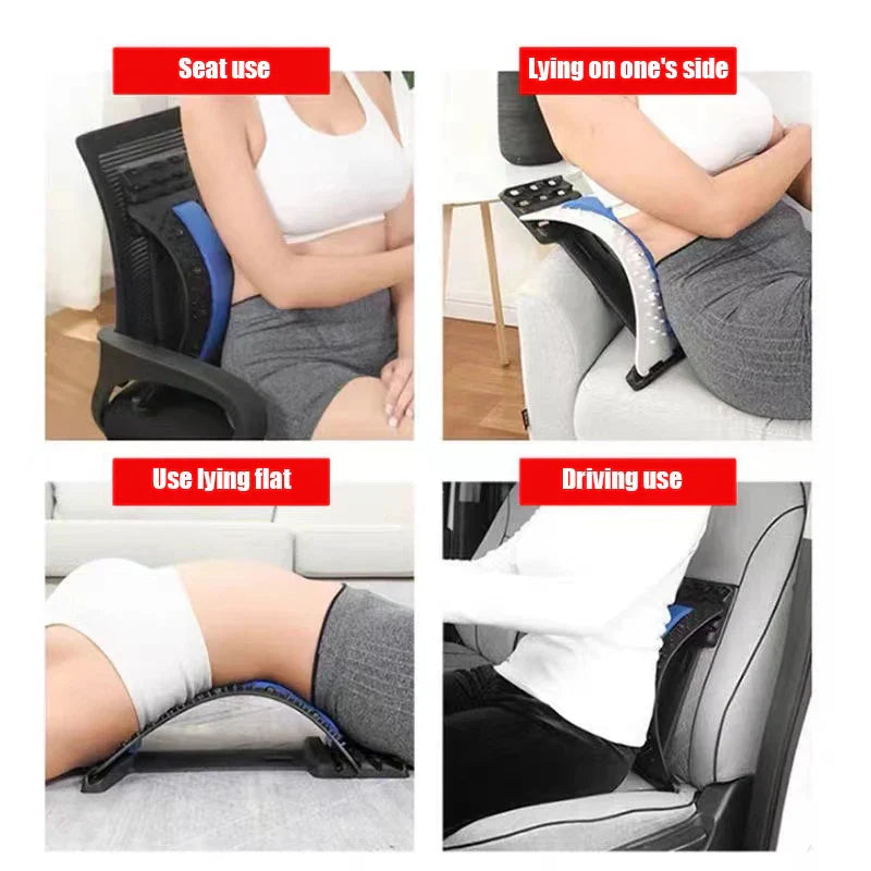 Adjustable Back Stretcher & Massager Lumbar Support Blue-3