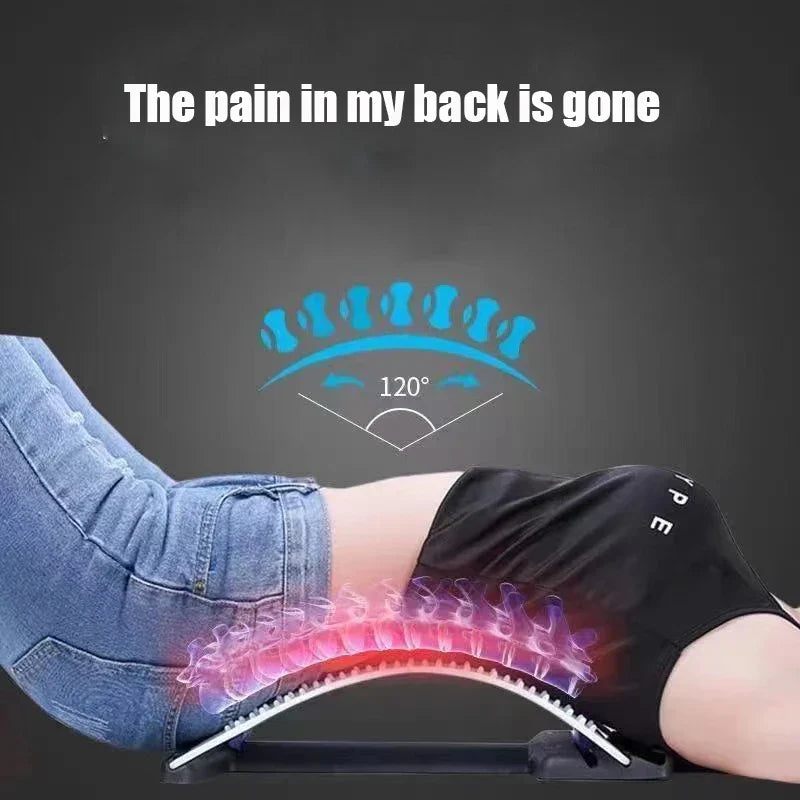 Adjustable Back Stretcher & Massager Lumbar Support Blue-1