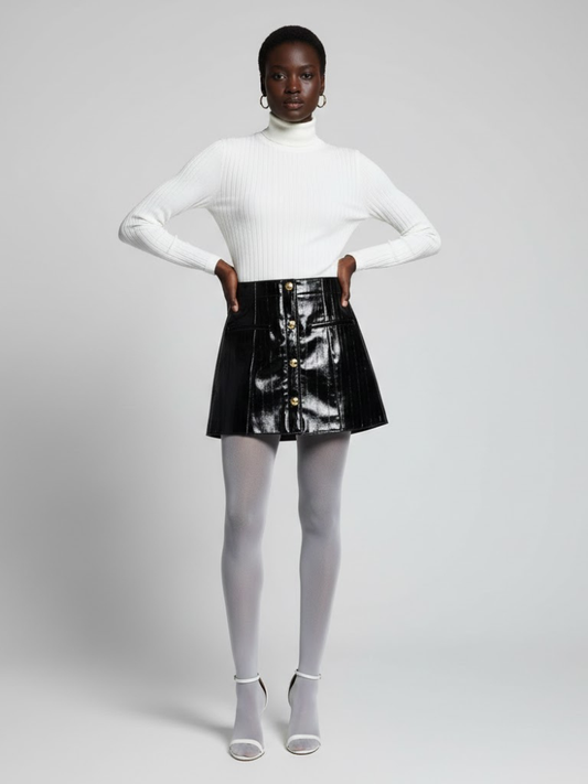 Black Patent Vegan Leather Mini Skirt BOWERY: New Colección COUTURE in NOLITA - BYMANYC ® New York-1