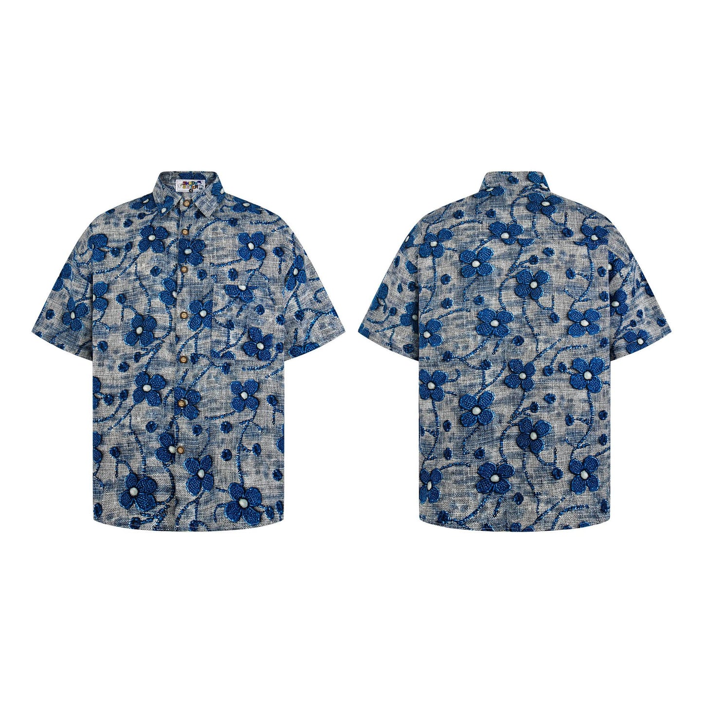 3D relief flower short sleeved shirt