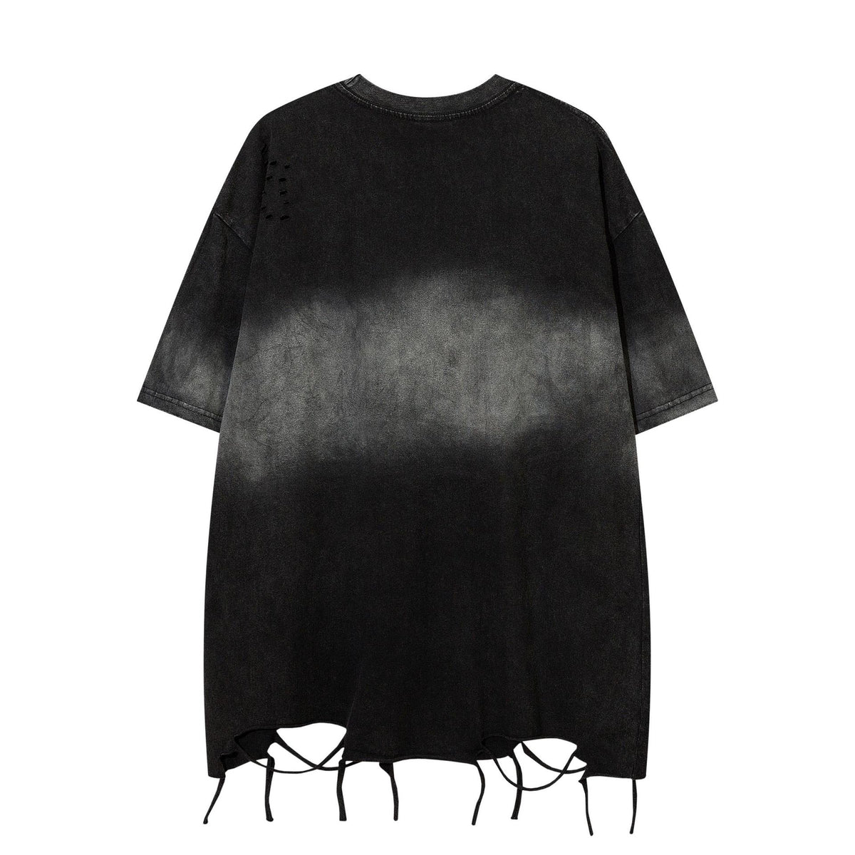 Tie dye gradient washed short sleeved shirt with holes