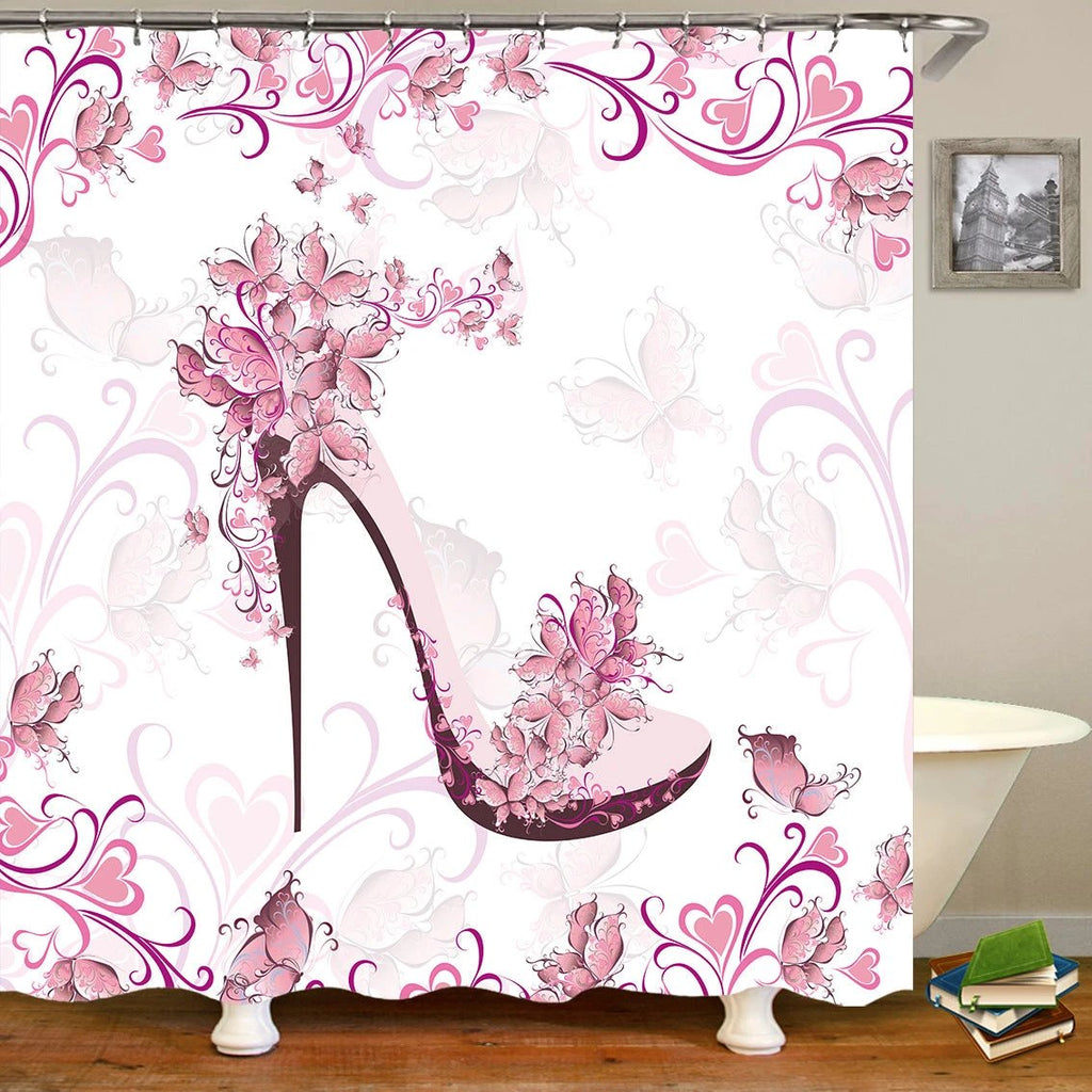 Butterflies flying Waterproof Polyester Fabric Shower Curtain by eprolo
