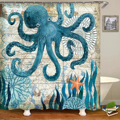 sea worldl Style Pattern Bathroom Shower Curtain by eprolo
