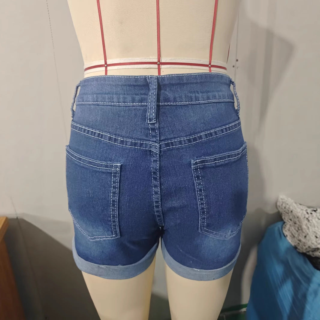 Shorts en jean élastique pour femme