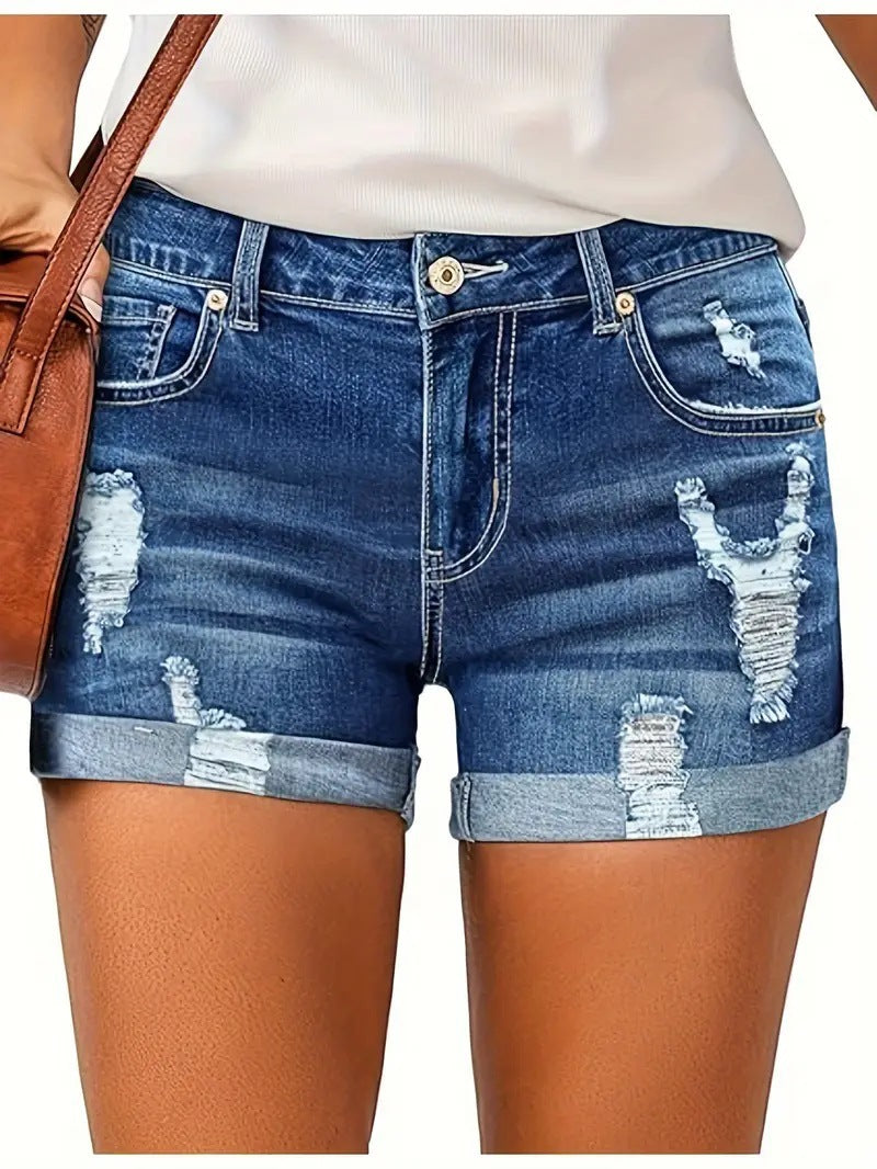 Shorts en jean élastique pour femme