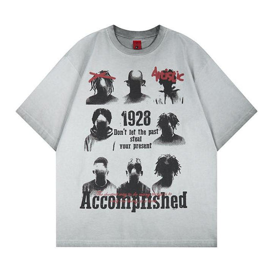Portrait printed short sleeved shirt