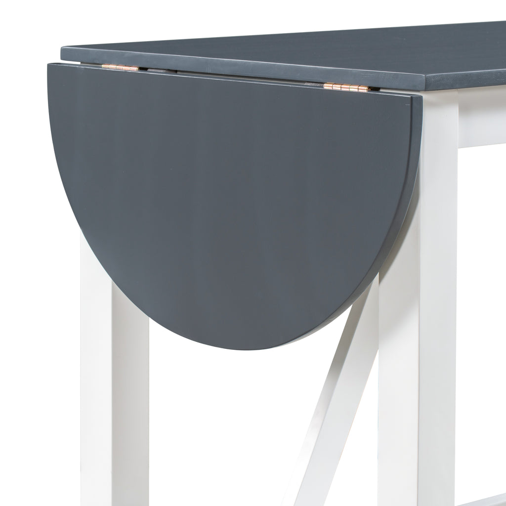 Juego de mesa de comedor de altura de mostrador de madera de 3 piezas con hojas abatibles