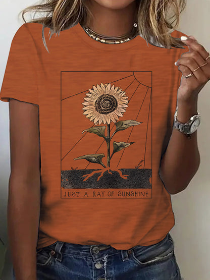 T-shirt tournesol à manches courtes pour femme