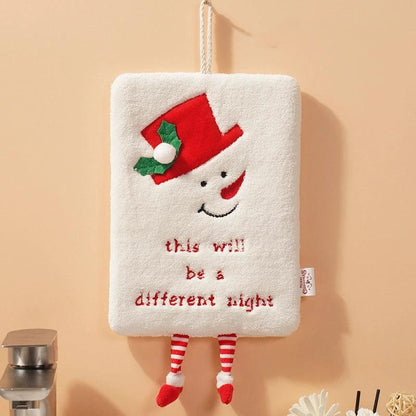 New Christmas hand towel can be hung with thick coral fleece towel, kitchen absorbent quick drying cloth, cartoon hand towel by eprolo