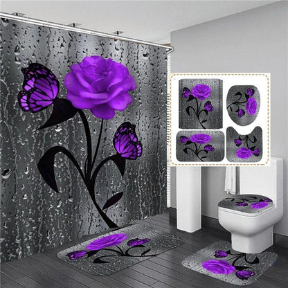 Hot HD Digital Printing Polyester Waterproof Polyester Flower Bathroom Hotel Shower Curtain by eprolo