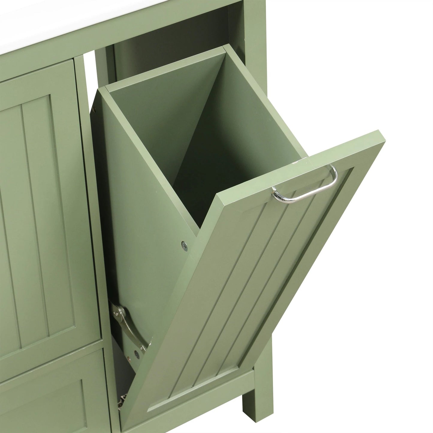 36 inch bathroom vanity with sink, one double door cabinet one large drawer and one flip drawer solid wood and MDF board, green by eprolo