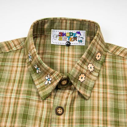 Long haired girl and puppy embroidered shirt