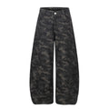 Camouflage Cargo Knife-Style Denim Pants, Unisex, Loose Wide-Leg