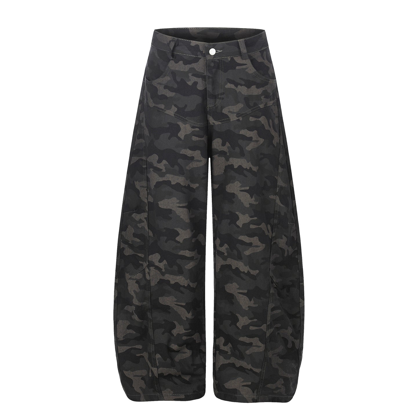 Pantalon cargo camouflage en jean, coupe couteau, unisexe, ample et large