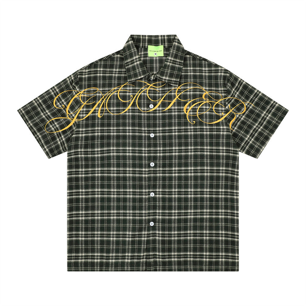 Loose short sleeved checkered shirt