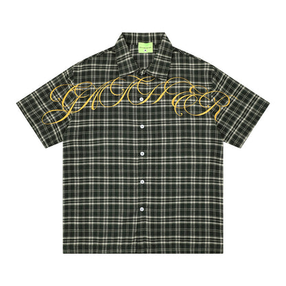 Loose short sleeved checkered shirt