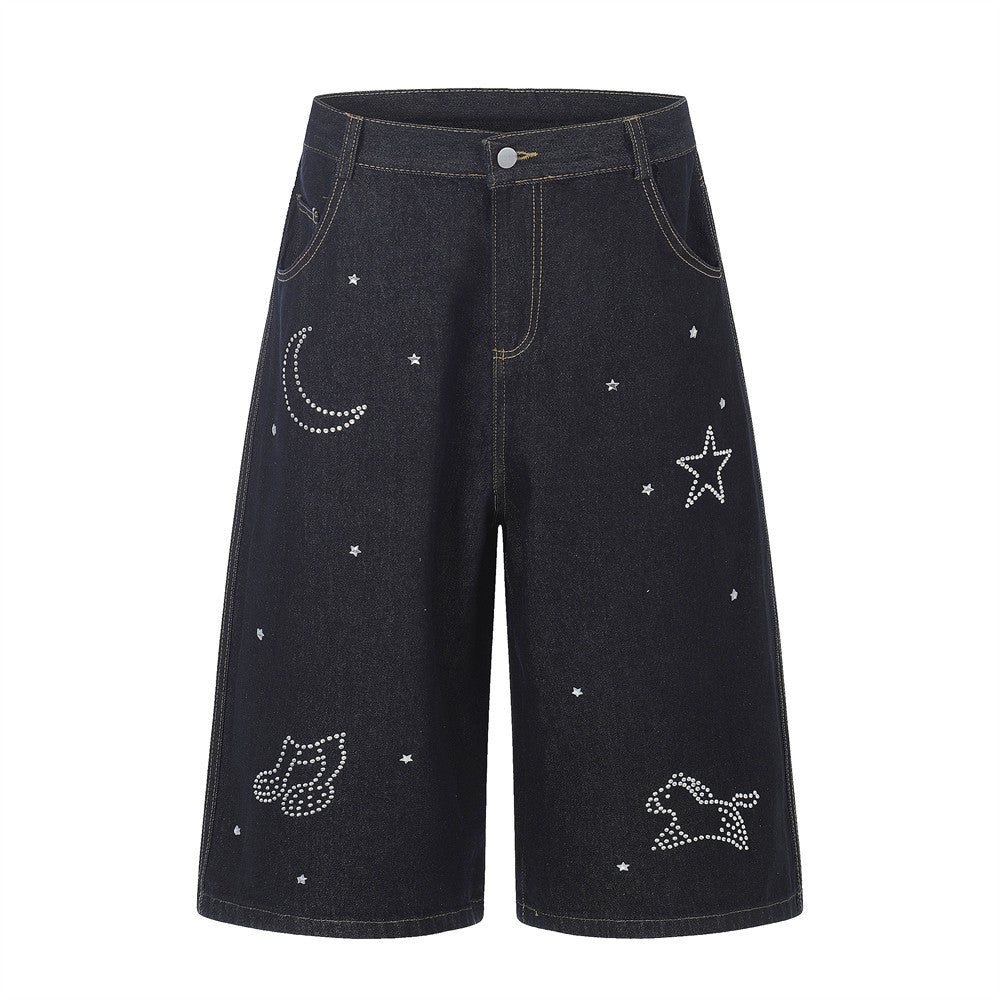 Star hot diamond straight leg denim five quarter pants