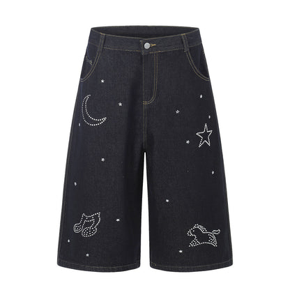 Star hot diamond straight leg denim five quarter pants
