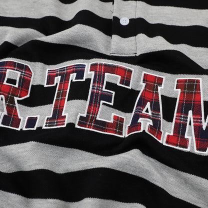 Polo shirt with contrasting stripes and short sleeves