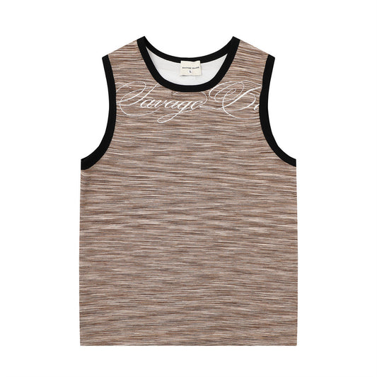 Color woven striped sports vest