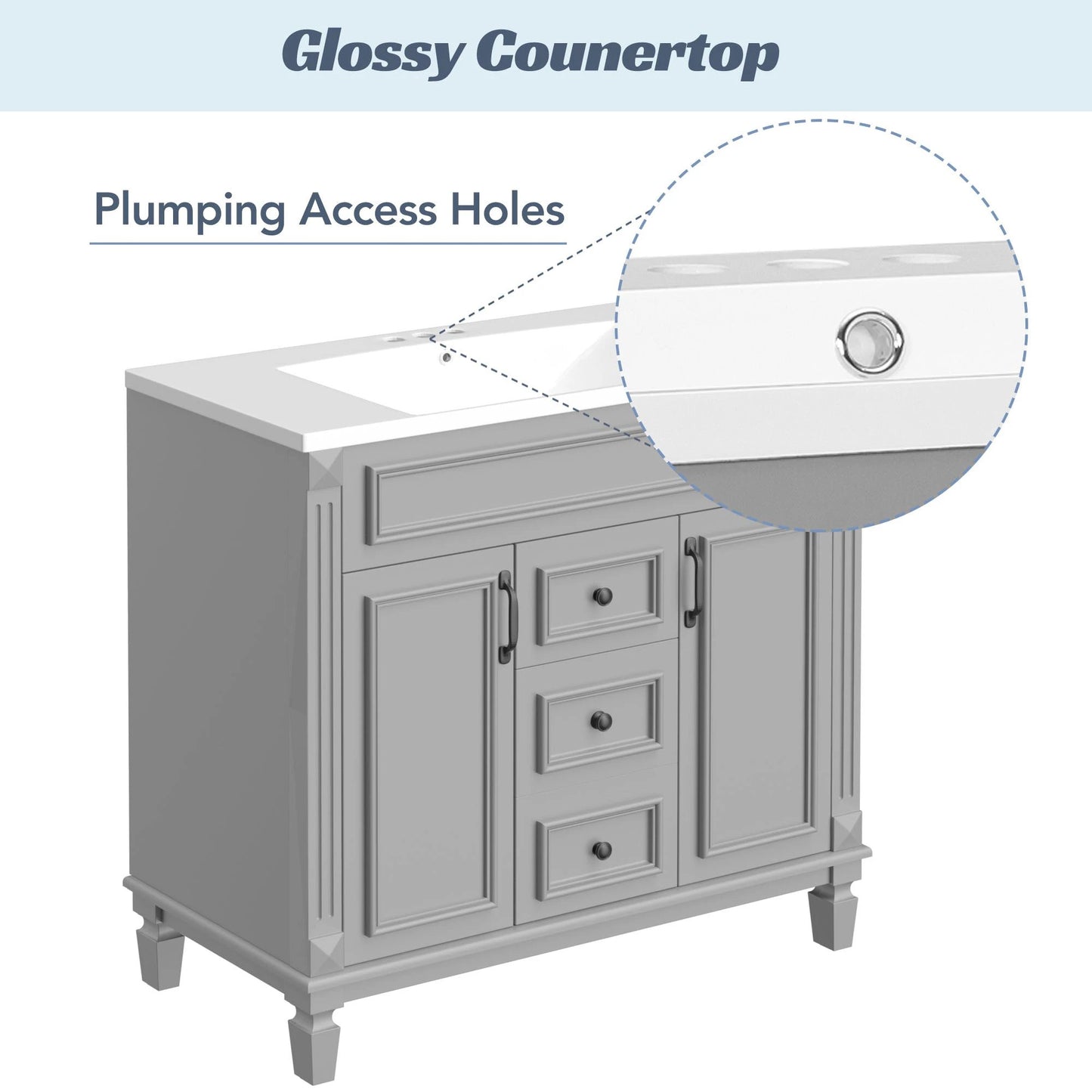 36'' Bathroom Vanity with Top Sink, Modern Bathroom Storage Cabinet with 2 Soft Closing Doors and 2 Drawers, Single Sink Bathroo by eprolo