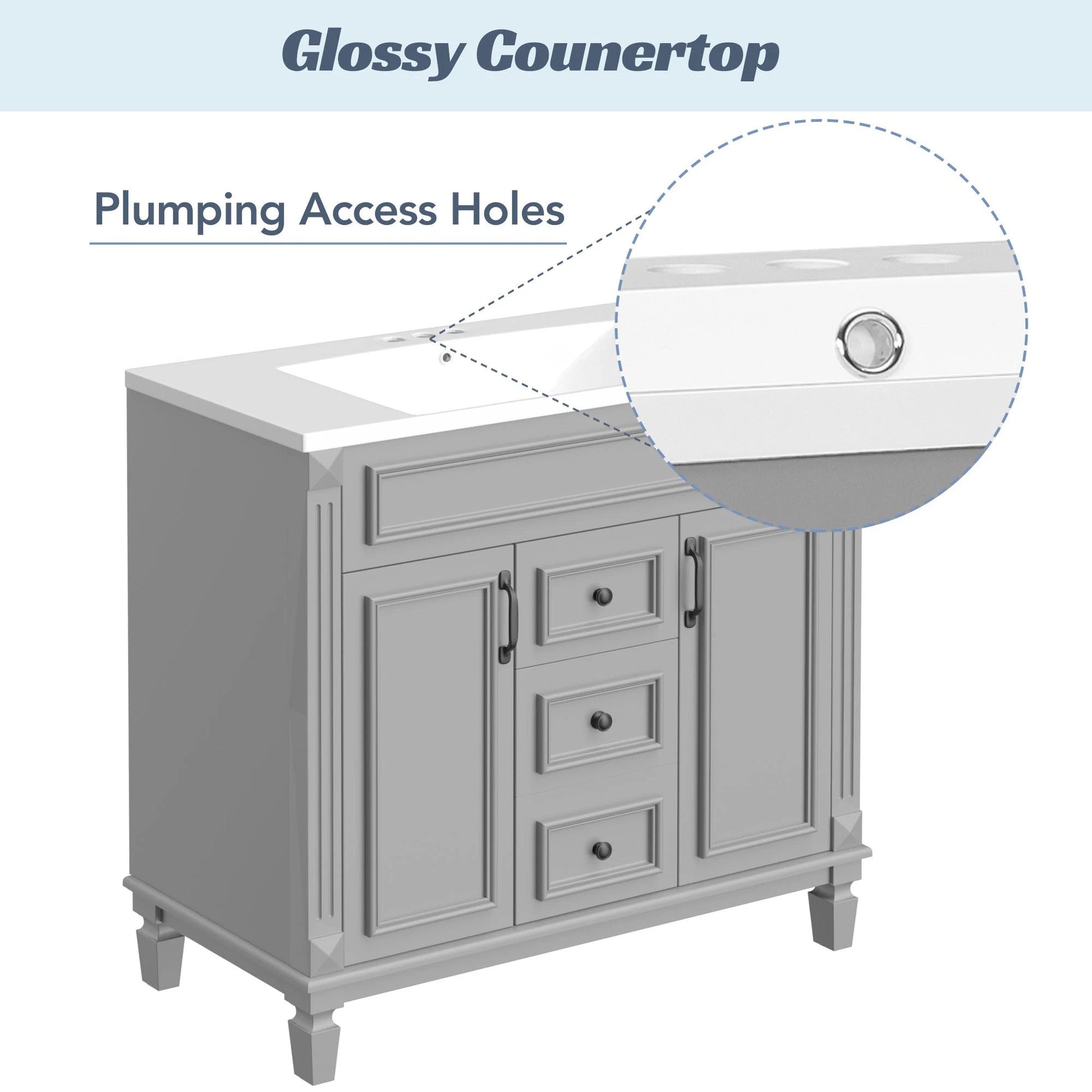 36'' Bathroom Vanity with Top Sink by eprolo