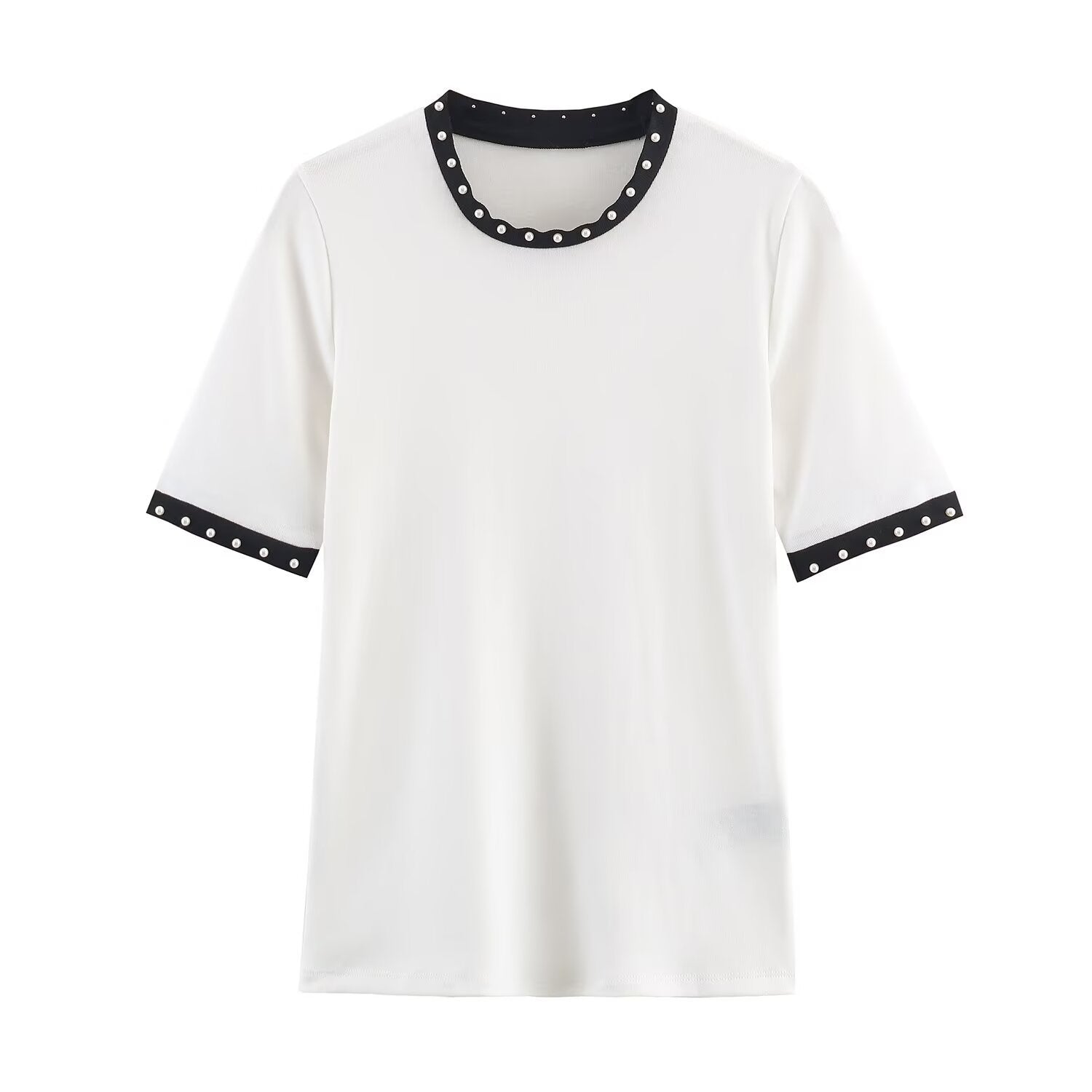 Versatile artificial pearl T-shirt for women