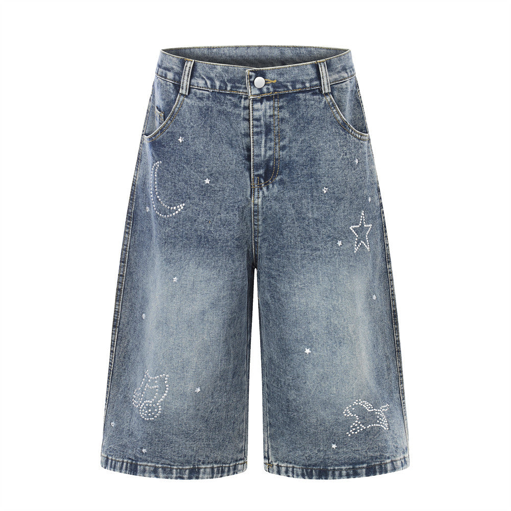 Star hot diamond straight leg denim five quarter pants