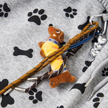 Full printed cartoon puppy casual curved knife wide leg pants by eprolo