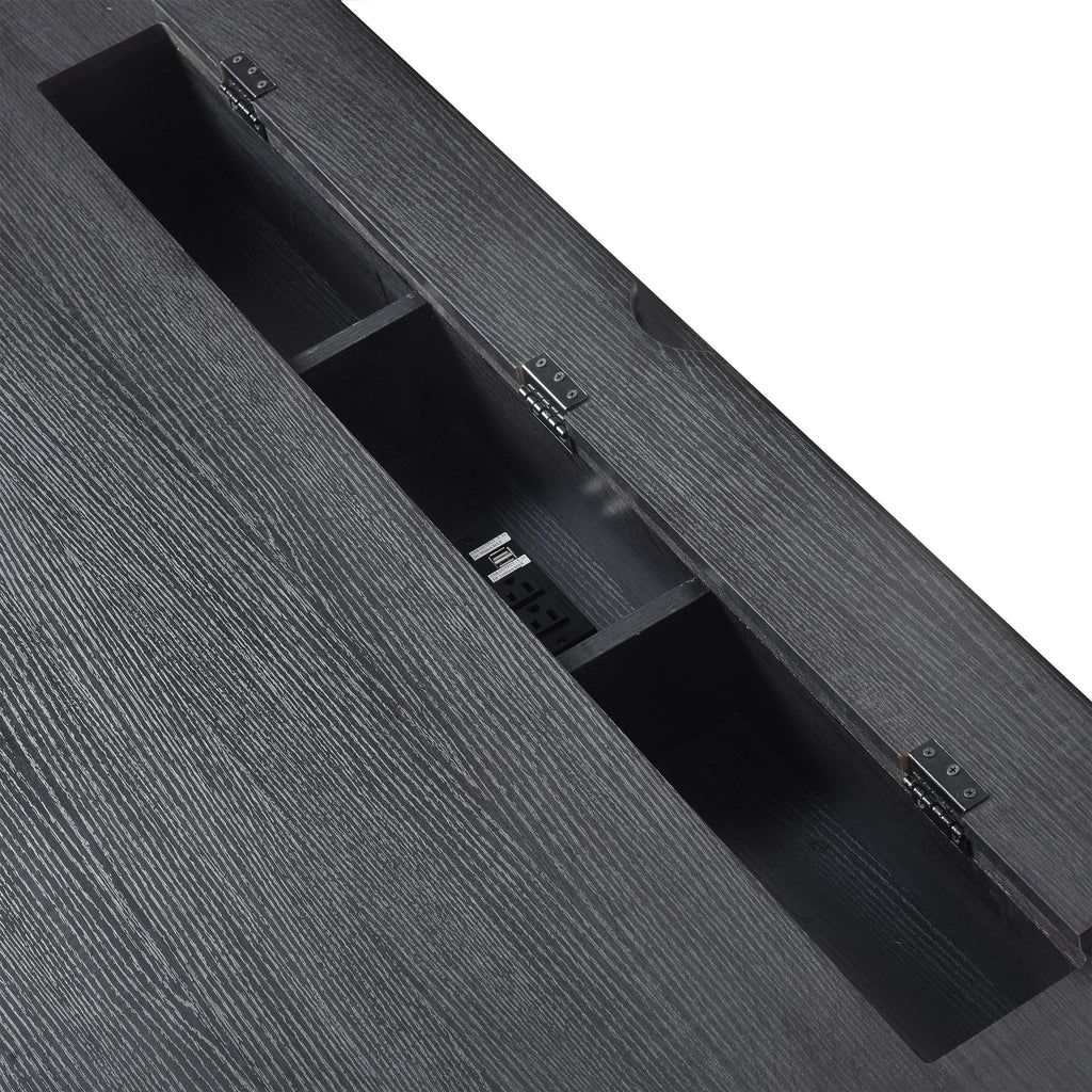 70 inch classic and traditional executive desk with metal trim, writing desk with 2 file drawers, USB ports, and sockets, black by eprolo