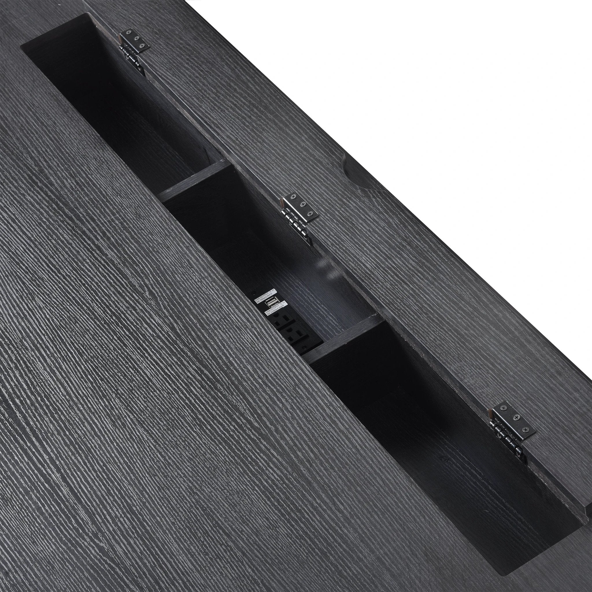 70 inch classic and traditional executive desk with metal trim, writing desk with 2 file drawers, USB ports, and sockets, black by eprolo