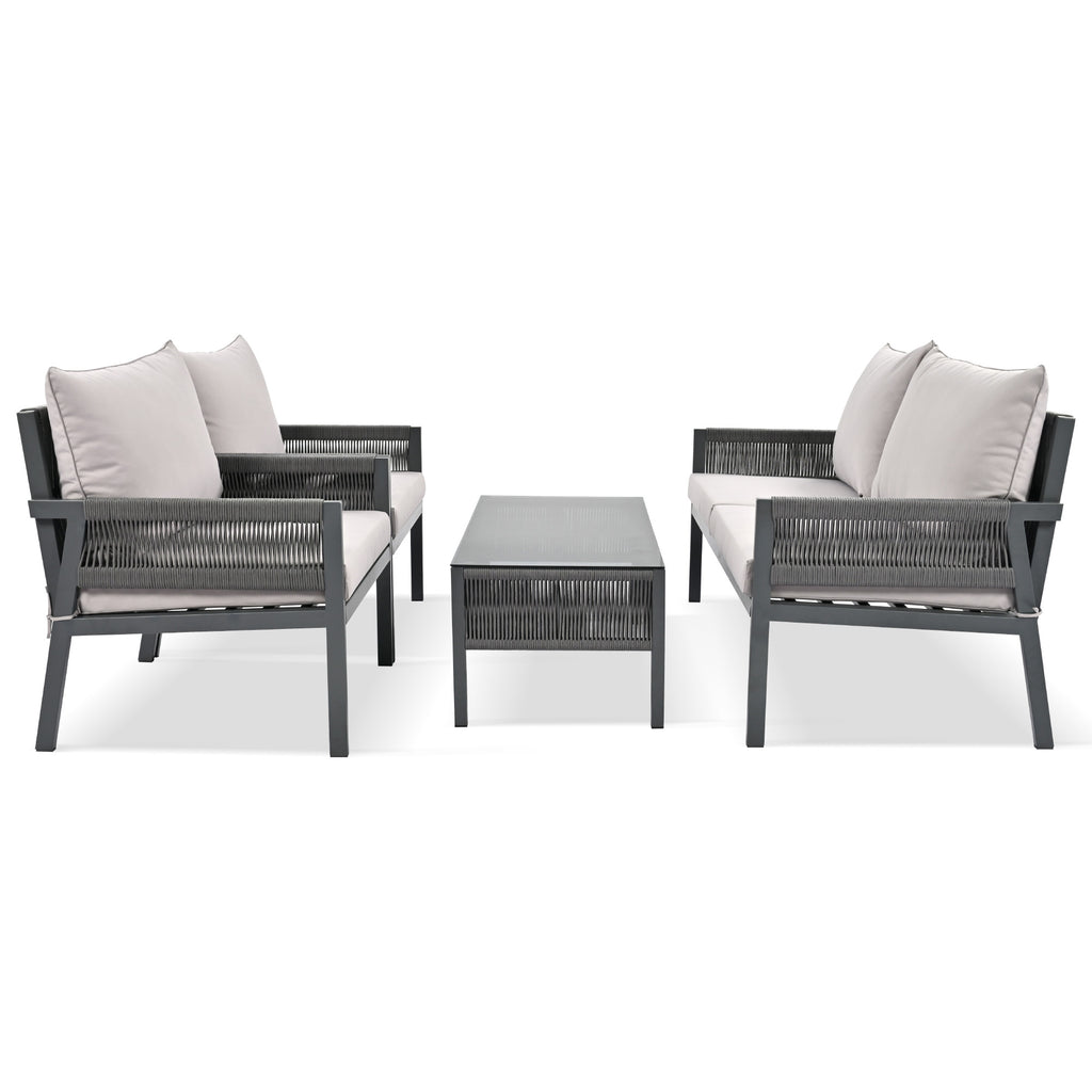 Outdoor Furniture with Tempered Glass Table