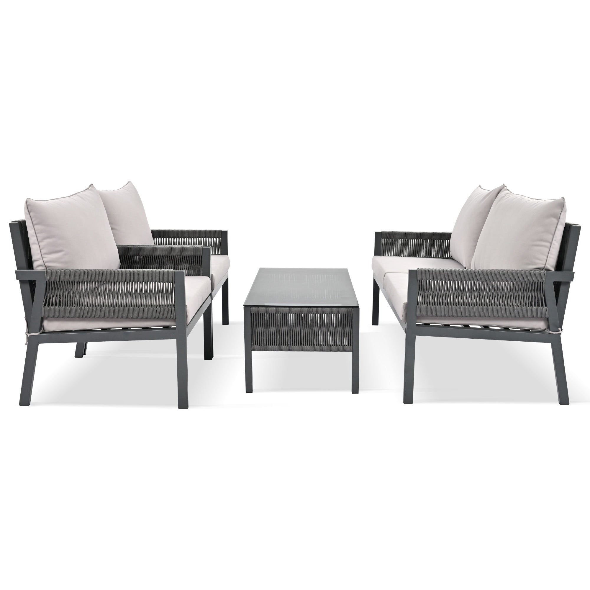 Outdoor Furniture with Tempered Glass Table